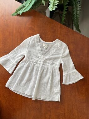 White Boho Peasant Cotton Cover Up Tunic Top The Children’s Place 28-24 months